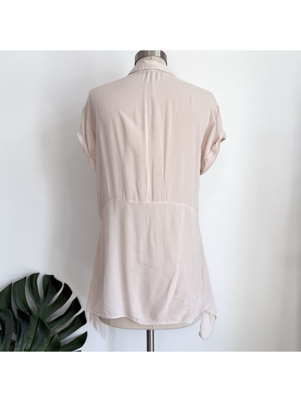 AllSaints Cheyne Blush Pink Shirt Blouse Women’s Size 6 Asymmetrical High Low - Picture 6 of 10